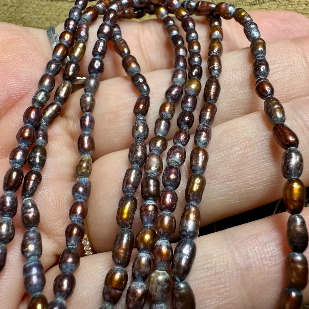 2 Vintage Brown Pearl Bead Strands with Natural Elegance
